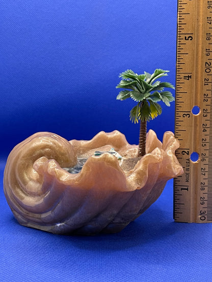Sea shell with mini beach scene